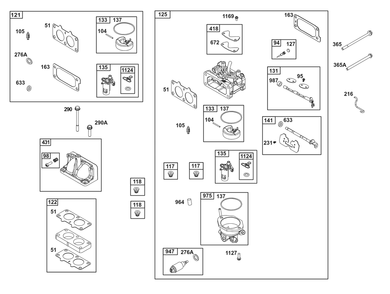 Carburetor Group Diagram and Parts List for 386447-3202-B5 200000 - 399999 Briggs and Stratton Engine